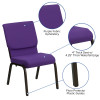 HERCULES Series 18.5''W Stacking Church Chair in Purple Fabric - Gold Vein Frame - Picture 133 of 140