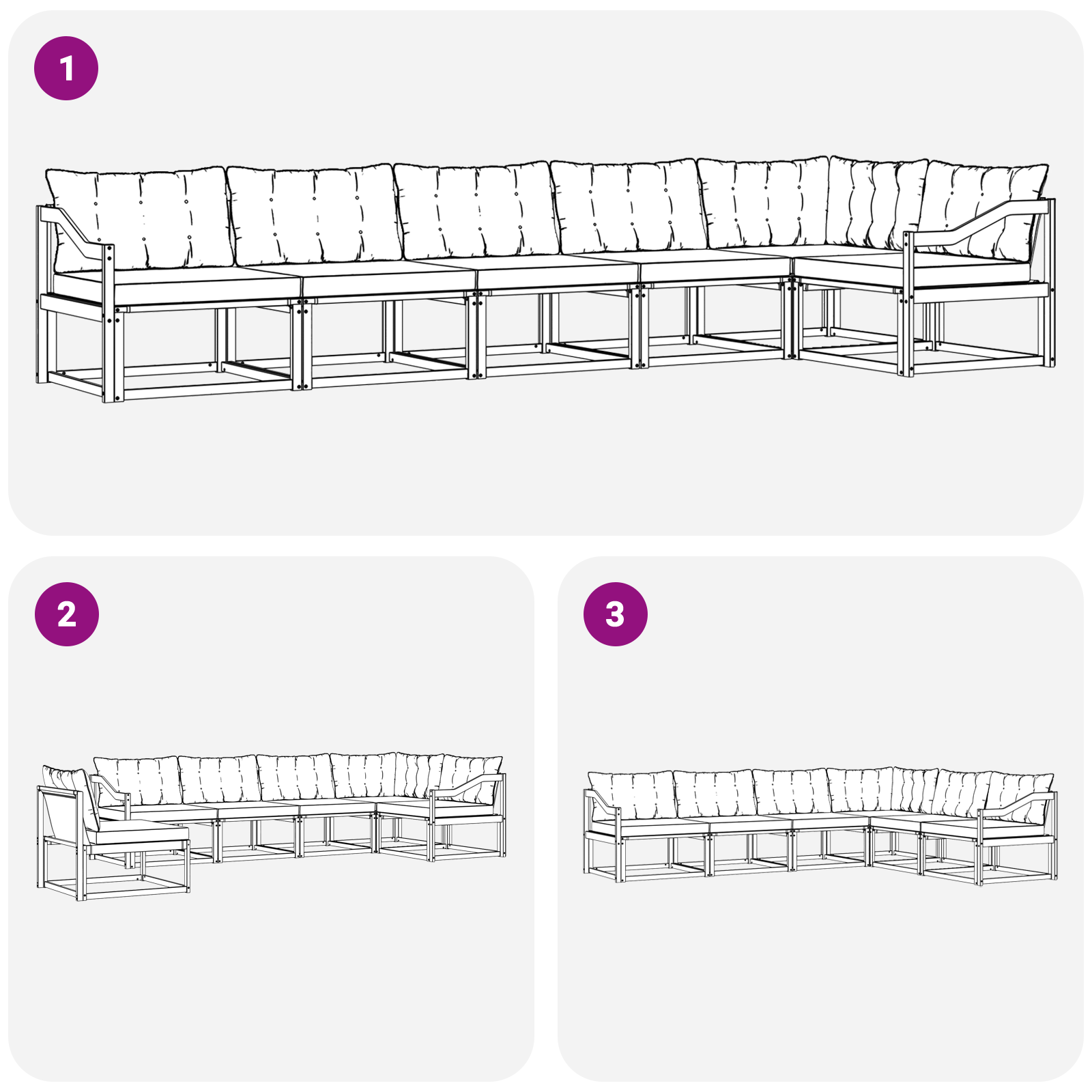 vidaXL Outdoor-Sofagarnitur mit Kissen 6 pcs Natur und Beige – Bild 8