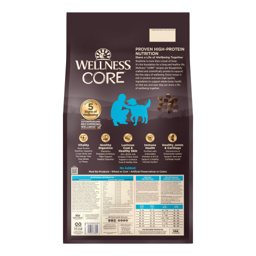 Wellness CORE  Ocean Whitefish & Herring Recipe back packaging