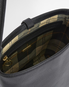 Cedar Leather Bucket Bag Black