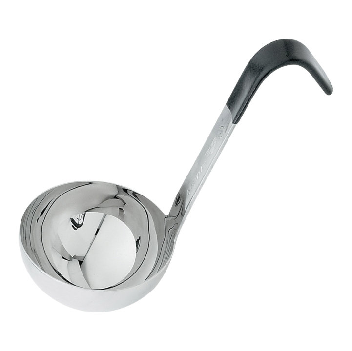 1-ounce one-piece heavy-duty stainless steel ladle with short Kool-Touch® handle