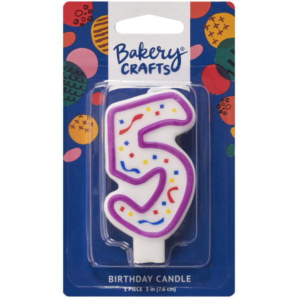 5 Party Purple Numeral Candles