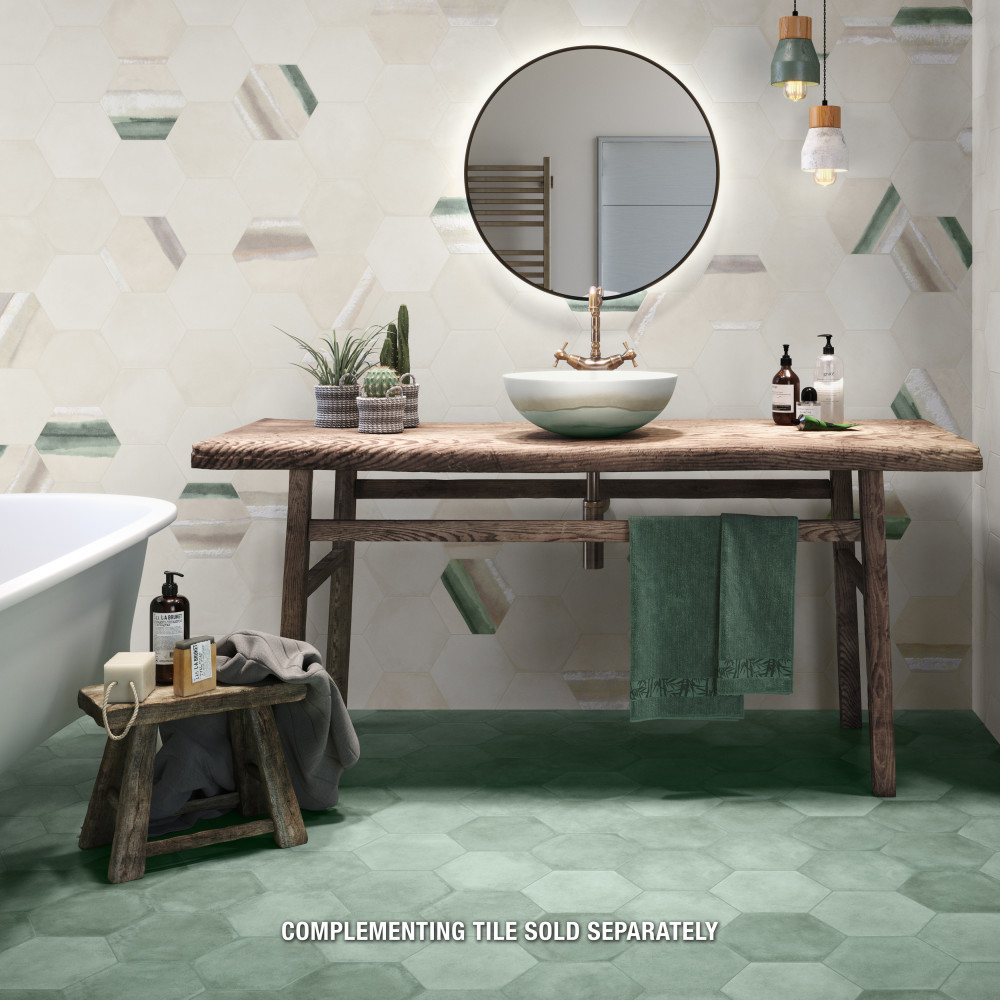 Matter Hex Bone 7-7/8 in. x 9 in. Porcelain Floor and Wall Tile