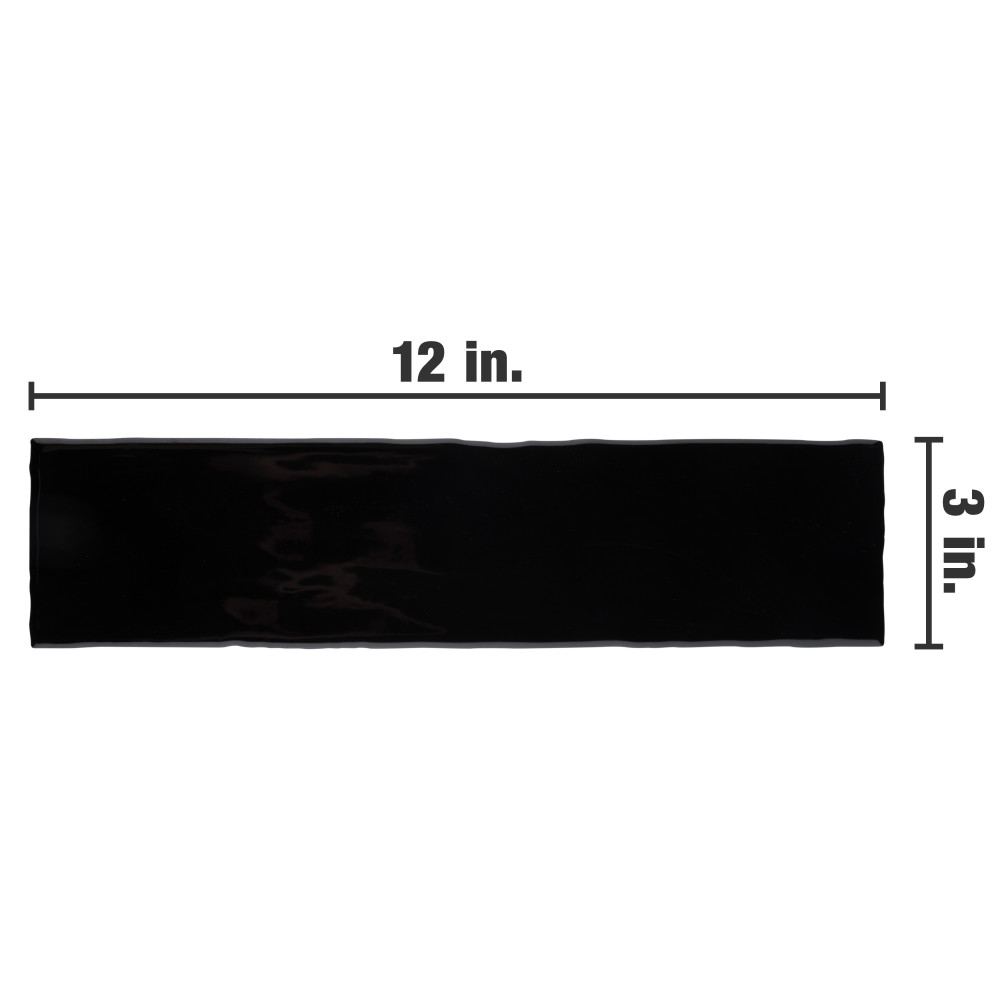 Castillo Black 3 in. x 12 in. Ceramic Wall Tile