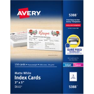 Printable Index Cards, 3" x 5", 150 Pack