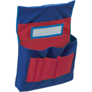 Chair Storage Pocket Chart, Blue & Red, 18-1/2"H x 14-1/2"W x 2-1/2"D, 1 Chart