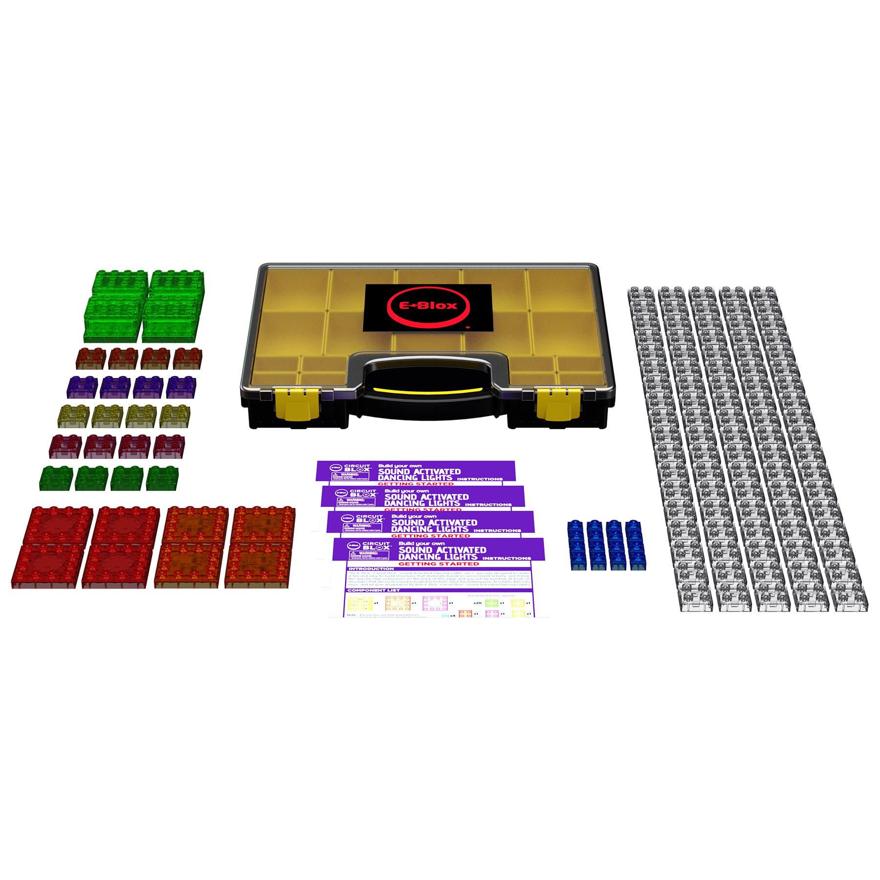 E-Blox Circuit Blox Lights Starter, Circuit Board Building Blocks Classroom Set, 128 Pieces image number null