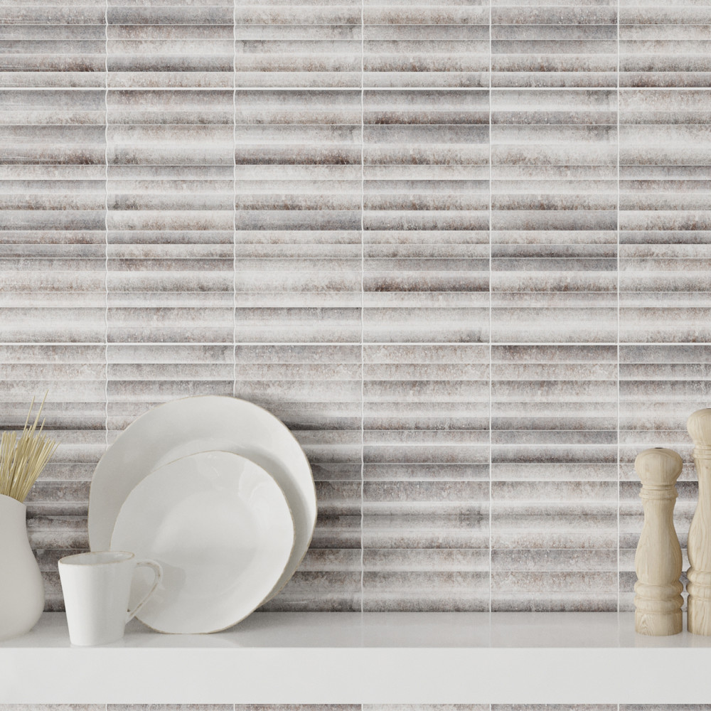 Rubik Greige 5-7/8 in. x 11-3/4 in. Ceramic Wall Tile