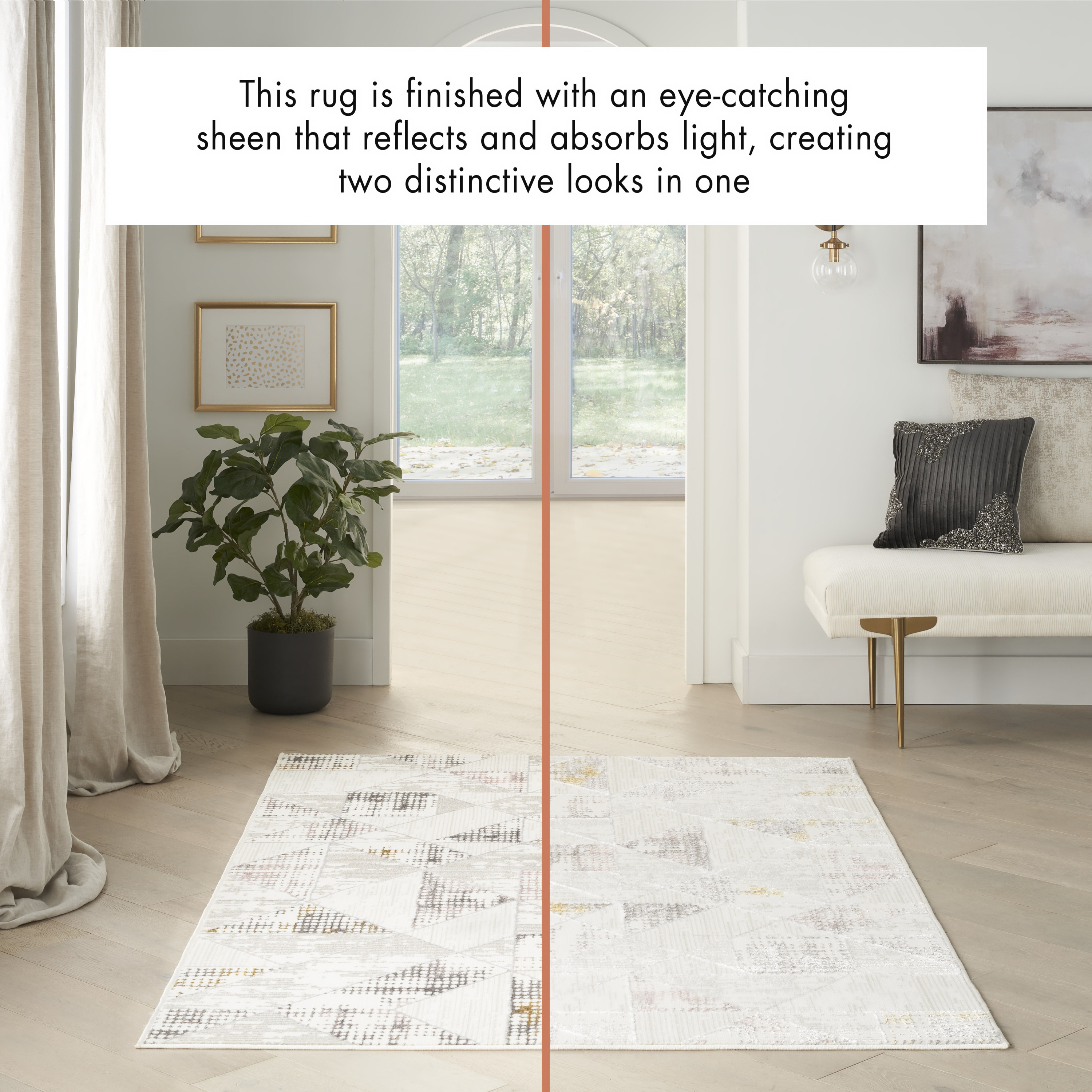 Nourison Glitz 7'10" x 9'10" Ivory Multicolor Contemporary Indoor Rug