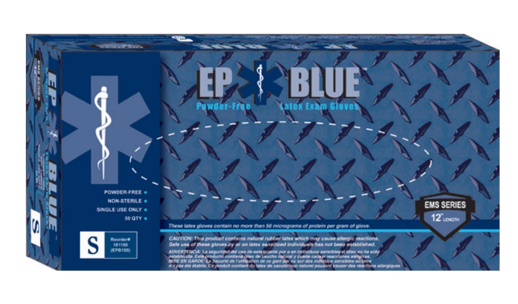 DermAssist® EP Blue™ Latex Extended Cuff Length Exam Glove, Large, Blue