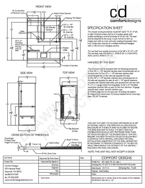 Spec Sheet — Cd Shower Spec Sheet Sst 6232tr 75 1p L Bar