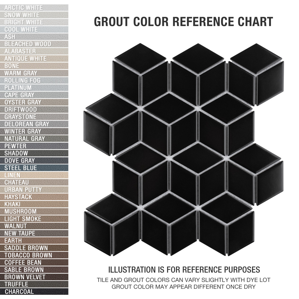Metro Rhombus Matte Black 10-1/2 in. x 12-1/8 in. Porcelain Mosaic Tile