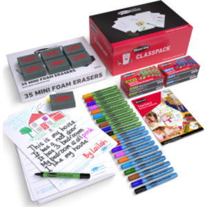 Classpack of 35 x Picture Story 8" x 12" Lapboards, with Pens, Erasers, Cleaner