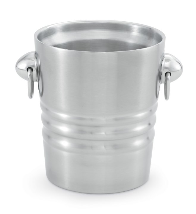 2 1/10-quart stainless steel double-wall wine bucket in satin finish with ring handles