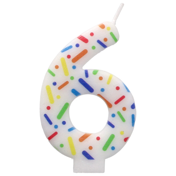 6 Rainbow Sprinkle Numeral Candles