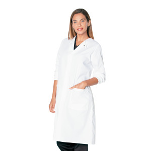 Landau 2 Pocket Unisex Lab Coat for Men and Women -Classic Fit, Crew Neck, Snap Front, Full Length Knit Cuff 3148-