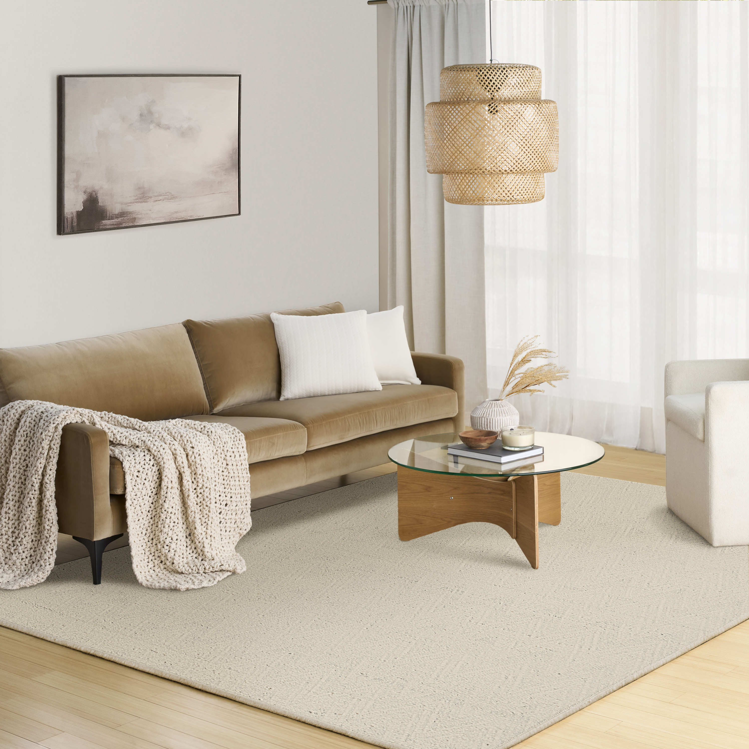 DKNY Pure Purl 5'3" x 7'3" Ivory Modern Indoor Rug