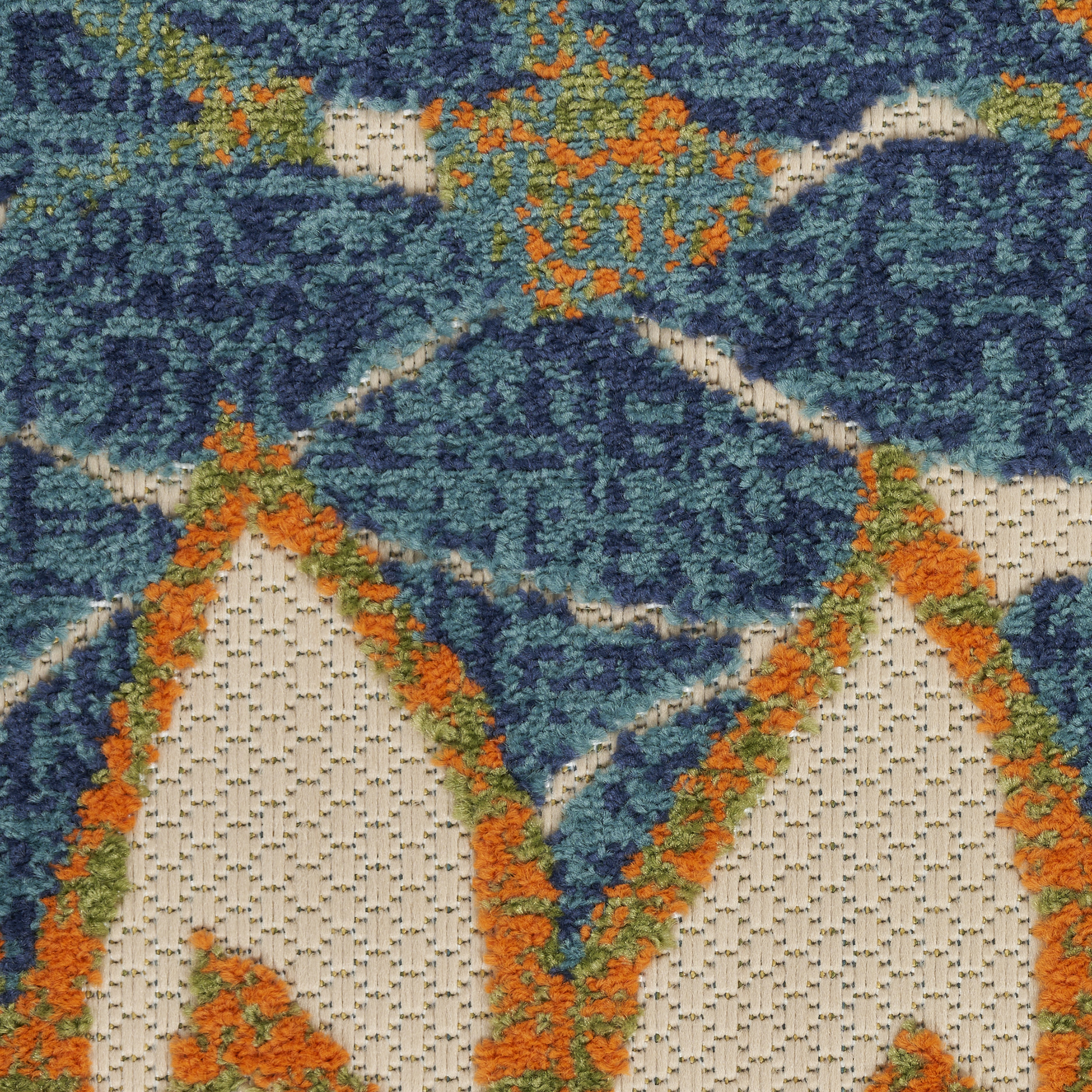 Nourison Aloha 2'3" x 8' Blue Green Tropical Rug