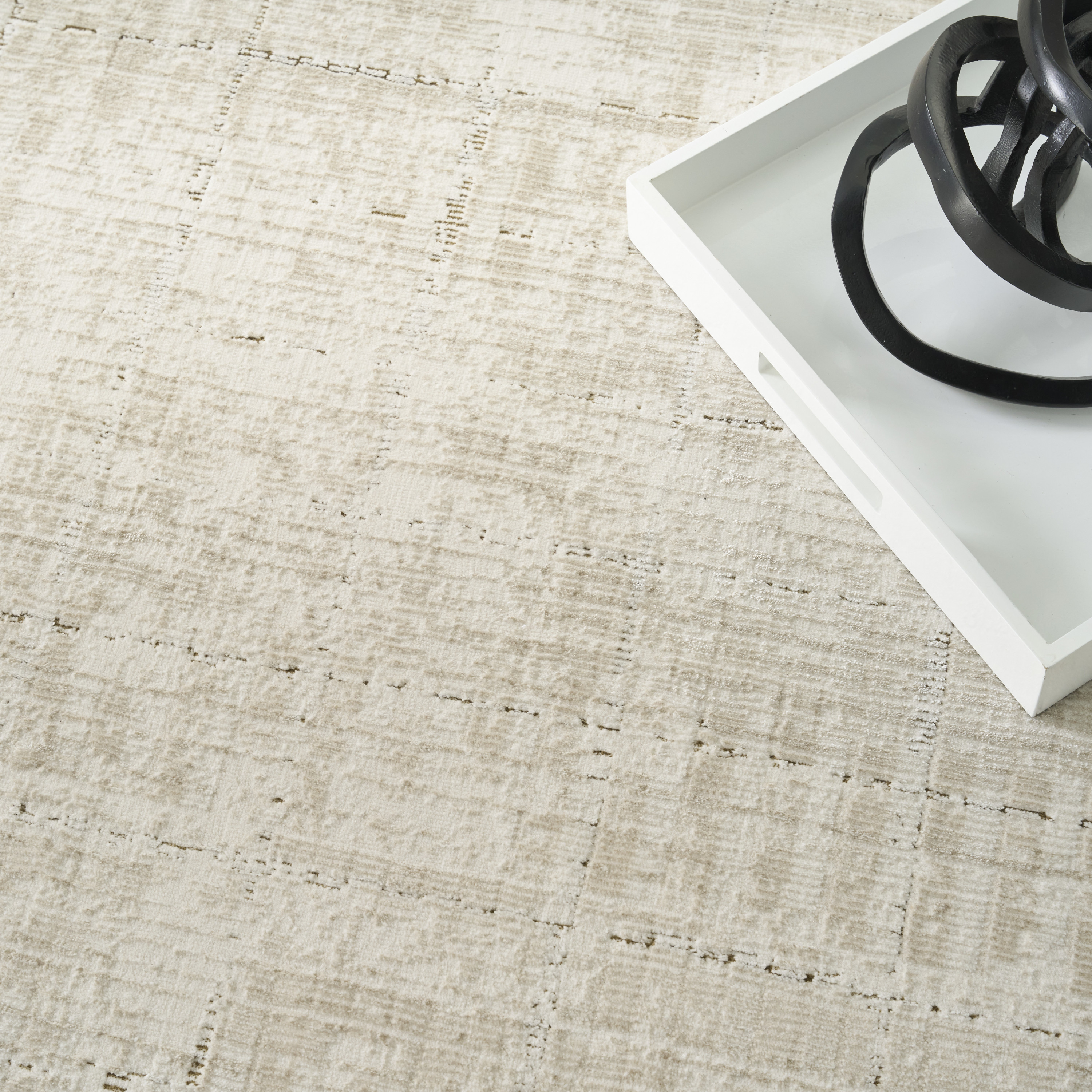 DKNY Grand Street 9' x 12' Ivory Beige Modern Indoor Rug