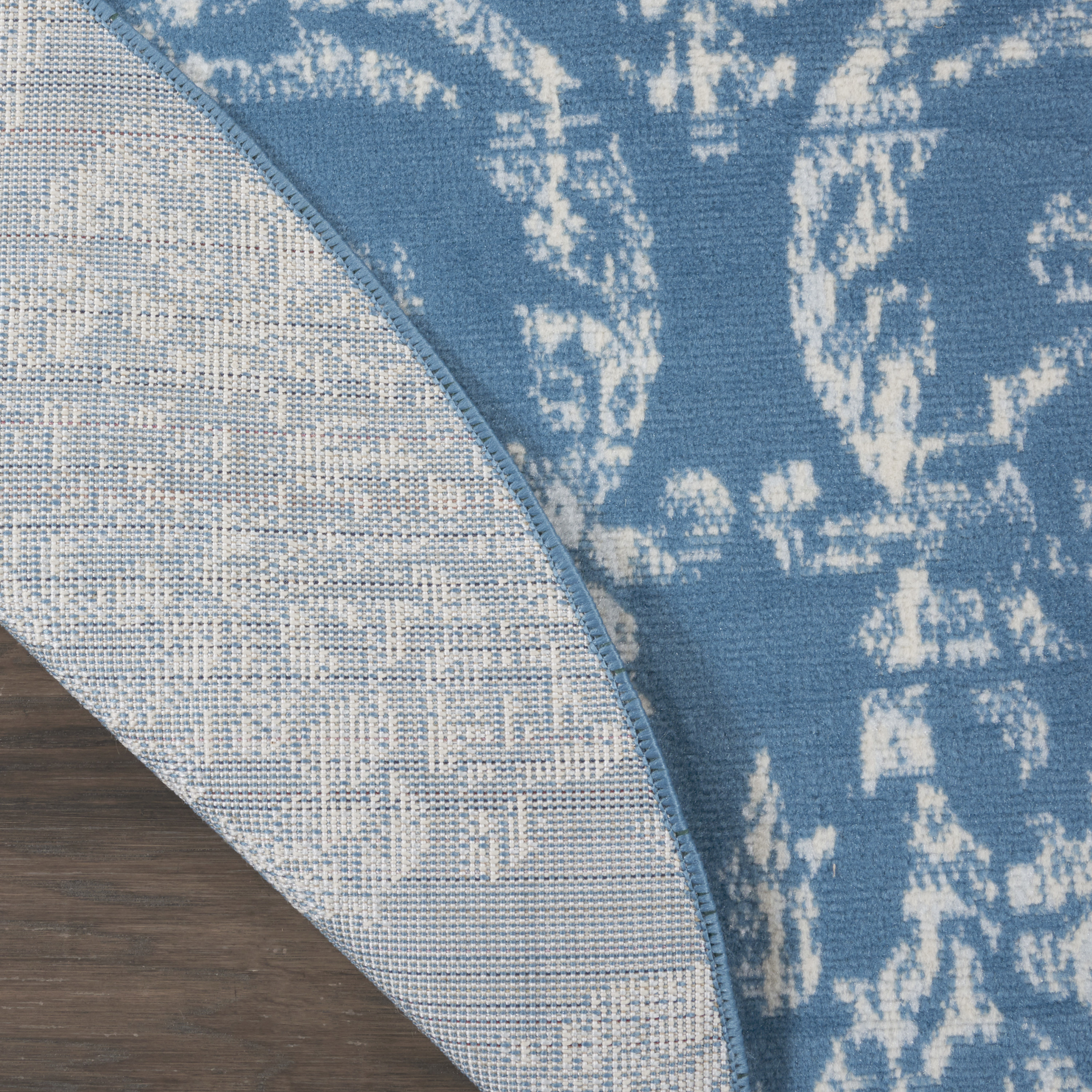 Nourison Jubilant 5'3" x Round Blue Vintage Indoor Rug