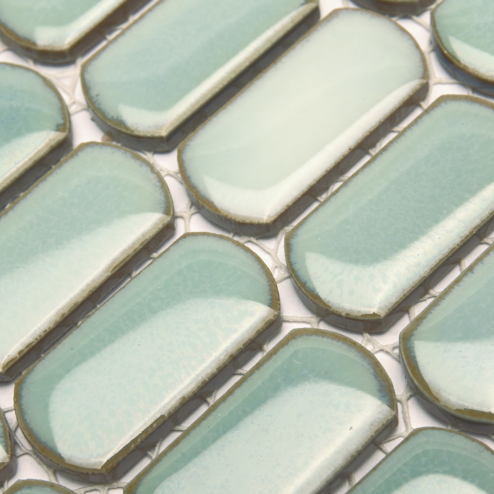 Hudson Capsule Mint Green 12-1/4 in. x 13-1/8 in. Porcelain Mosaic Tile