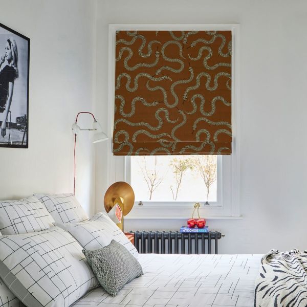 Eden Snake Rust Velvet Roman blind