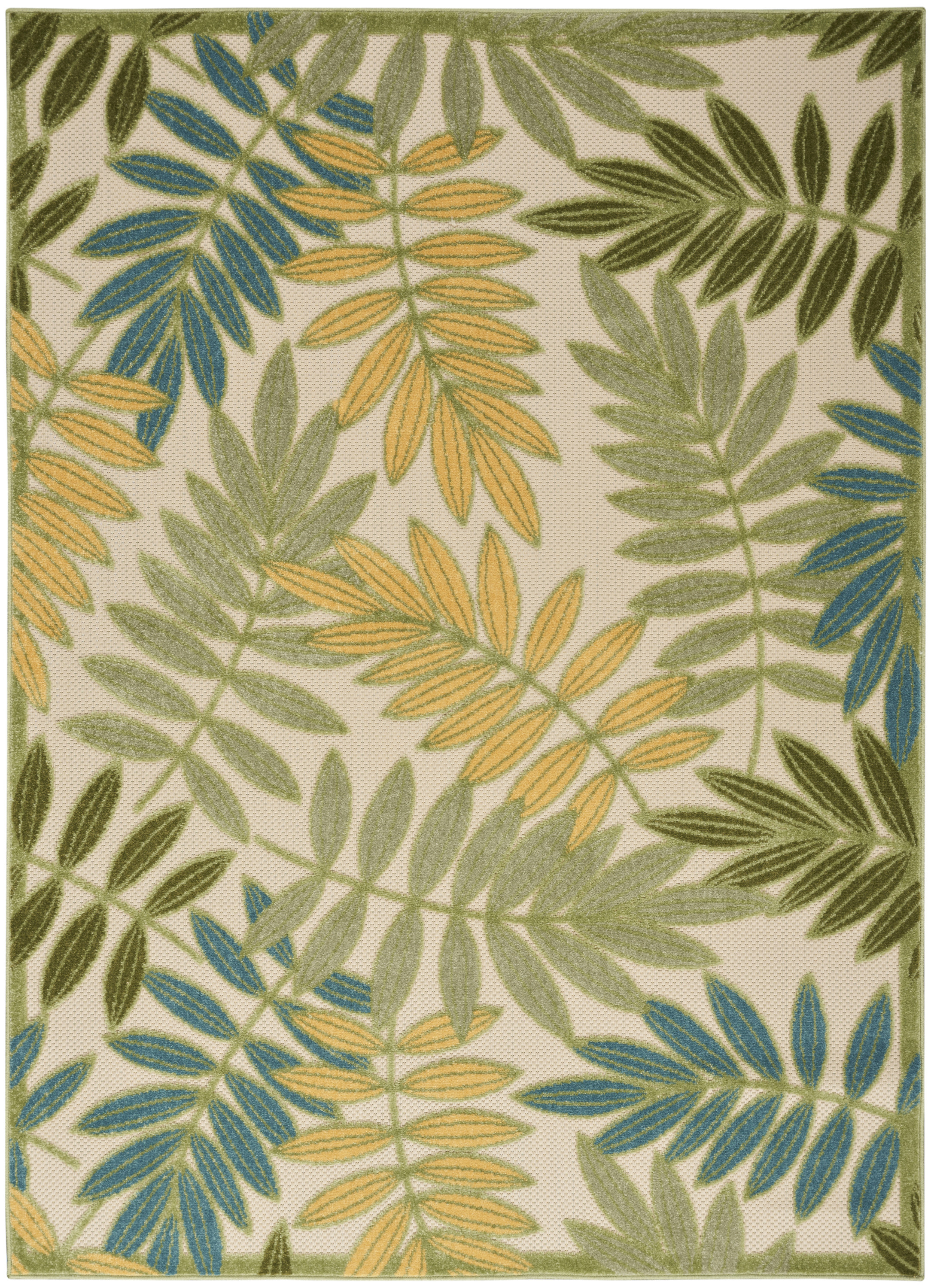 Nourison Aloha 5'3" x 7'5" Green Multicolor Outdoor Rug