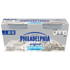 Philadelphia Reduced Fat Cream Cheese Spread 1/3 Less Fat, 2 ct Pack, 16 oz Tubs