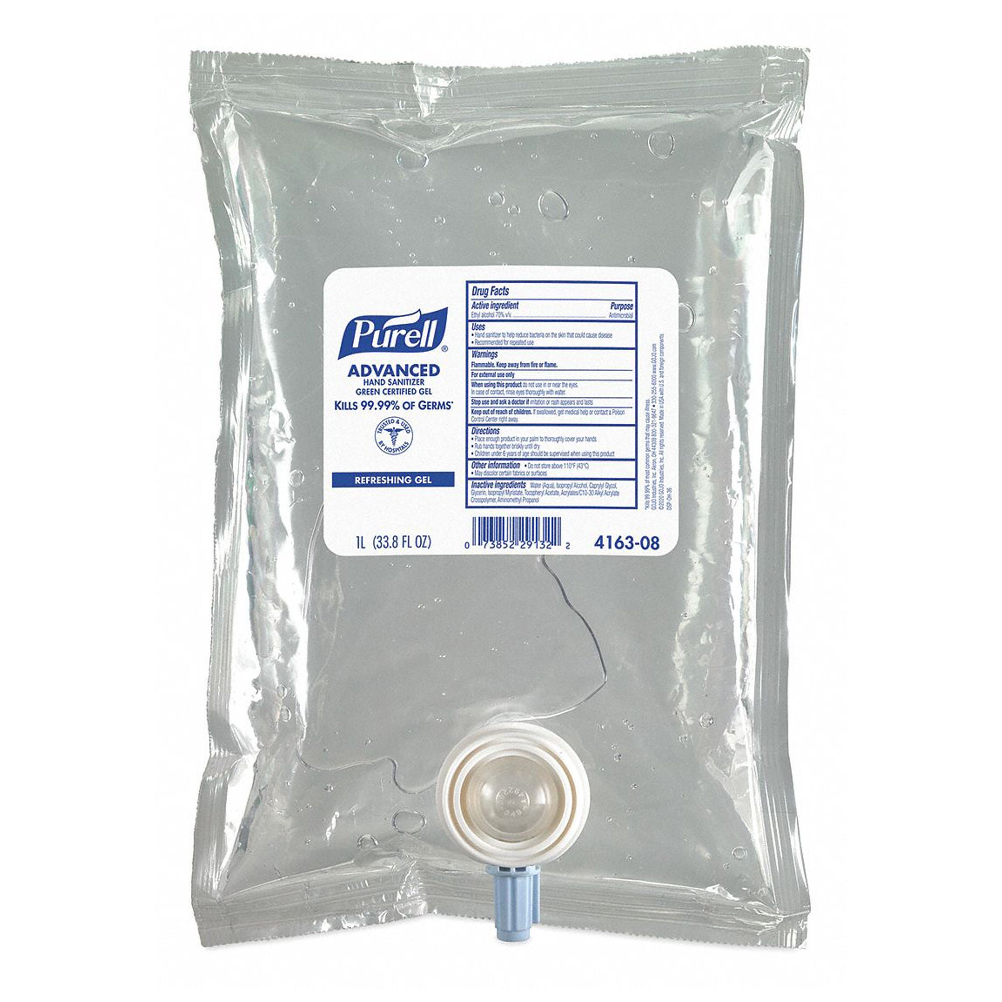 Purell® Green Certified Advanced Hand Sanitizer Gel 1-liter Dispenser Refill Bag
