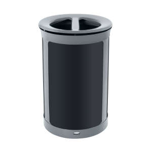 Rubbermaid Commercial, Enhance™ Dual Stream, 23 gal, Metal, Gray/Black, Round, Receptacle