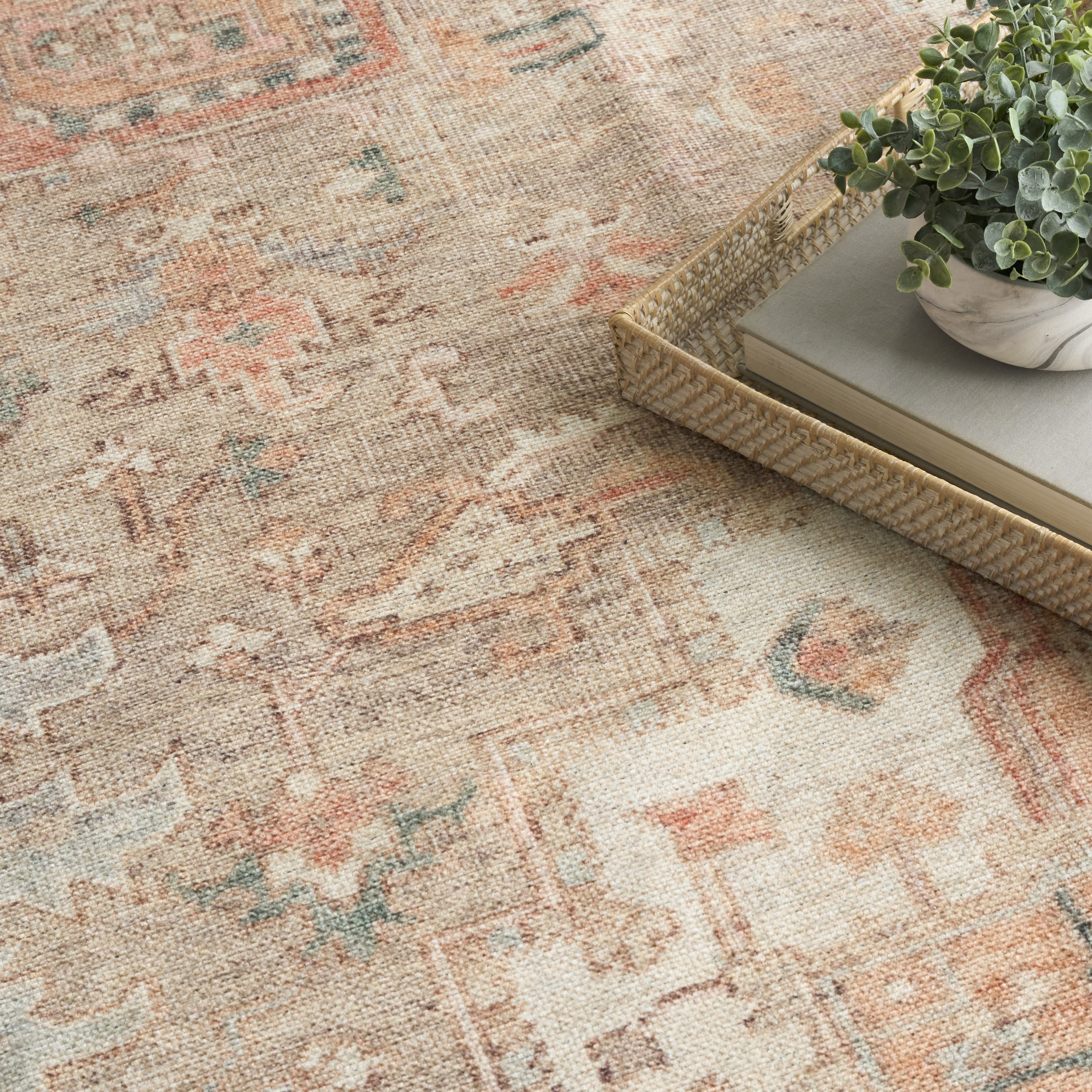 Nourison Vintage Washables 4' x 6' Coral Taupe Vintage Indoor Rug