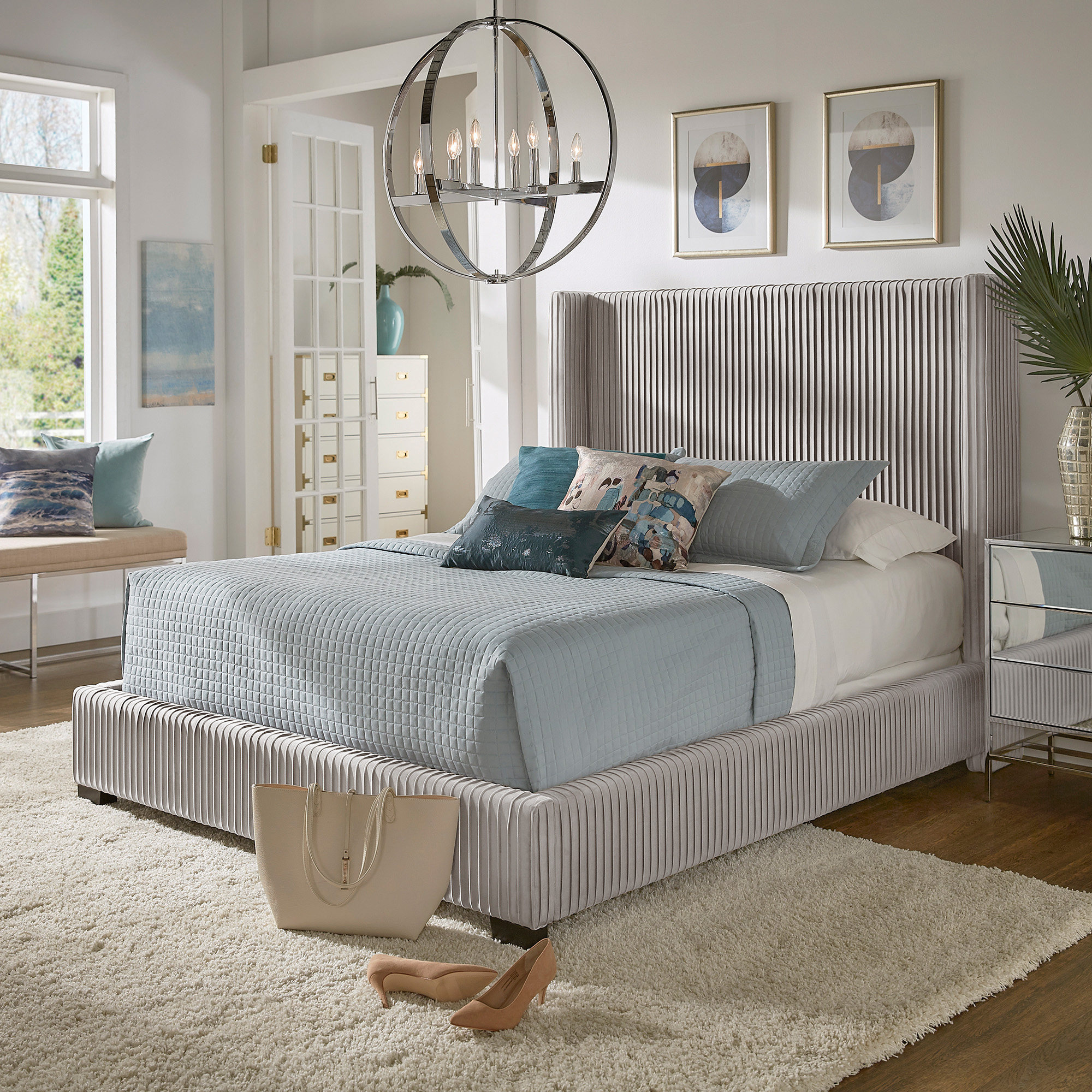 Wingback Upholstered Bed