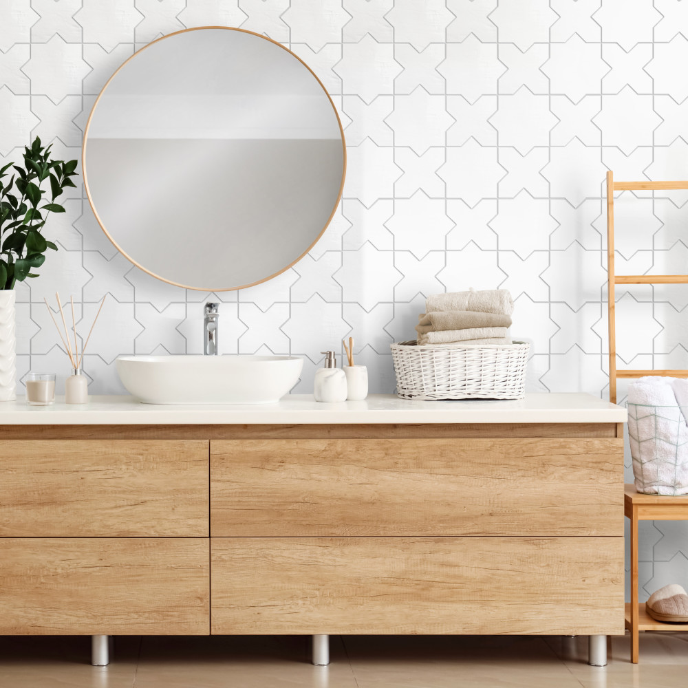 Argile Star Bianco with Bianco Cross 7 in. x 14 in. Porcelain Floor and Wall Tile