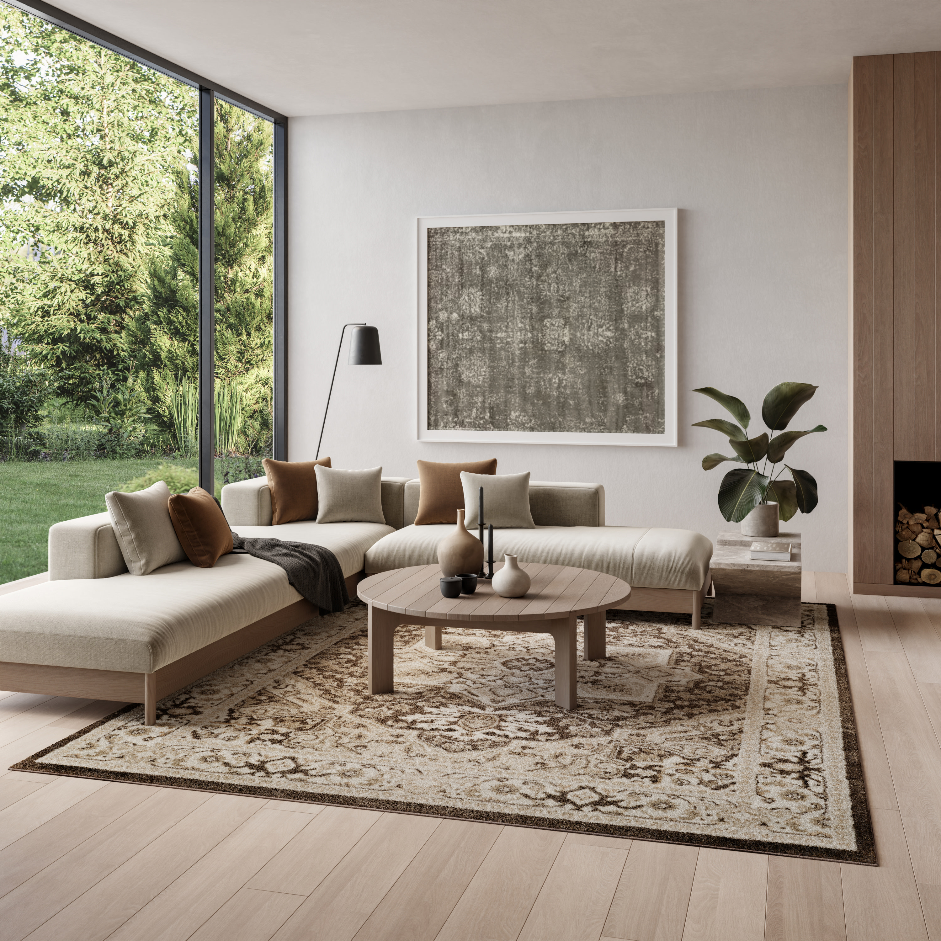 Nourison Dekor 7'10" x 9'10" Brown Ivory Vintage Indoor Rug