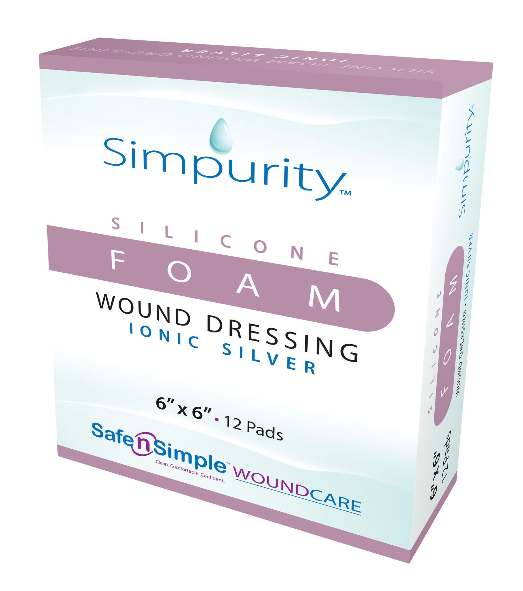 Safe N Simple DRESSING, WND FM SILICONE W/SILVER 6"X6" (12/BX 16BX/CS)