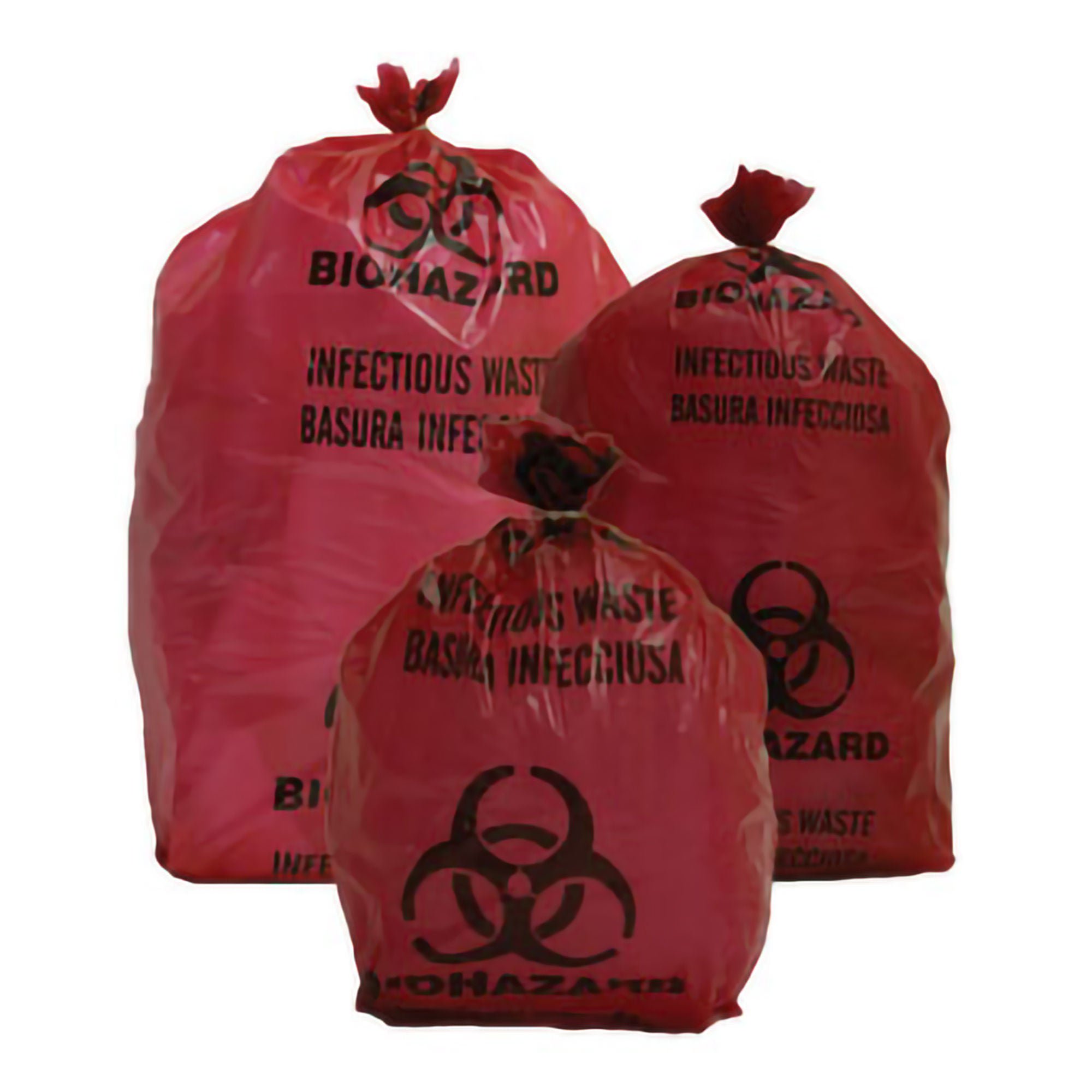 Biohazard Waste Bag Biohazard Symbol / Infectious Waste 3 gal. Red 14-1/4 X 18-3/4 Inch