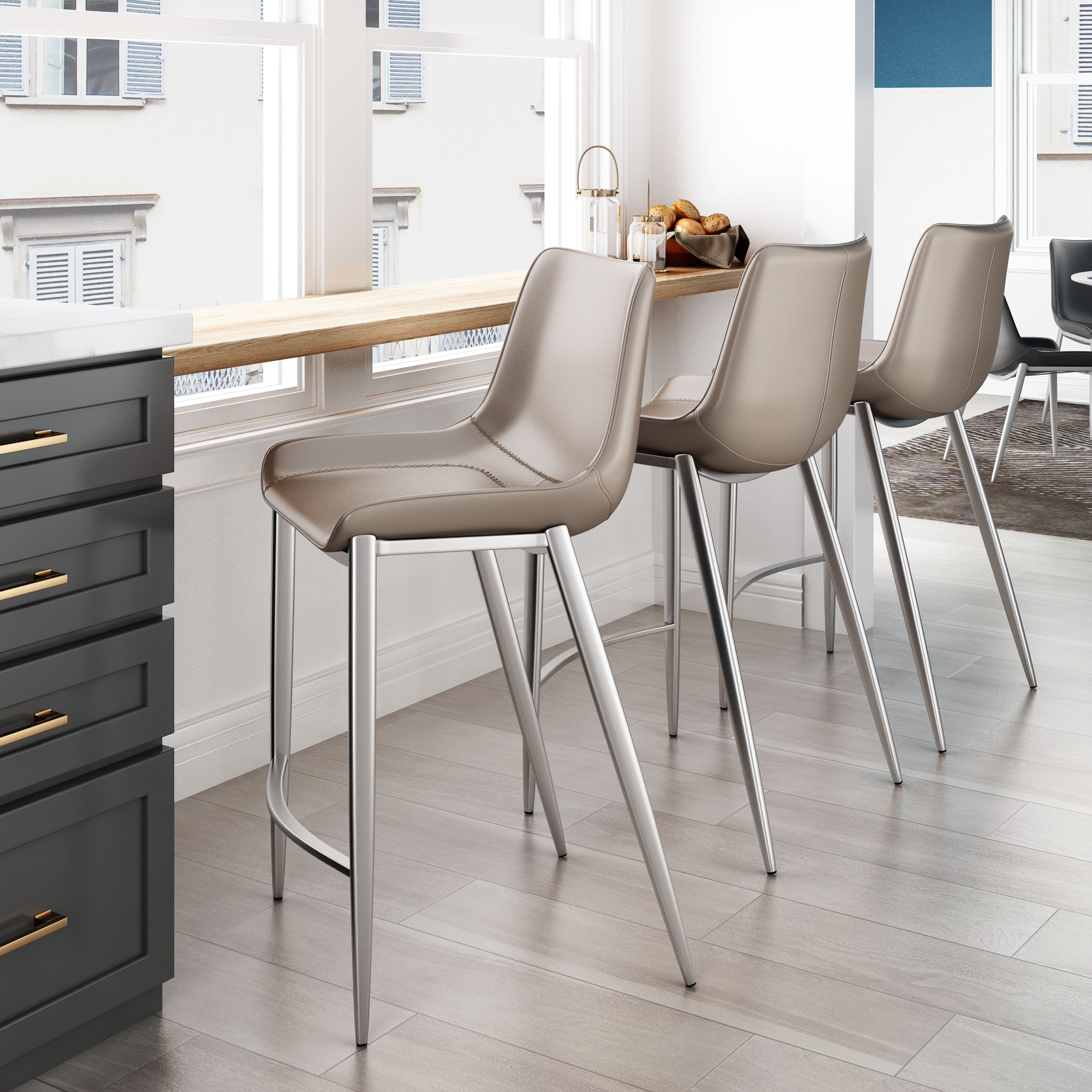 Magnus Counter Stool (Set of 2) Brown & Silver product image