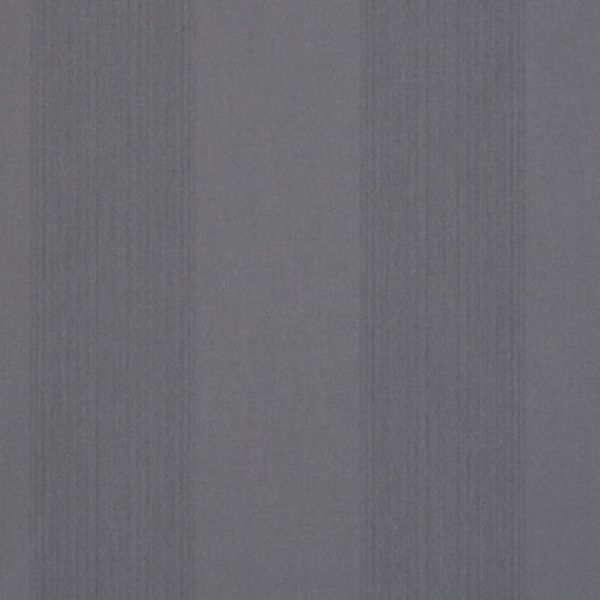 Gray fabric-like wallpaper with subtle darker vertical stripes; covering the entire frame, lying flat and unadorned in a neutral, evenly lit interior—smooth, textile texture visible.