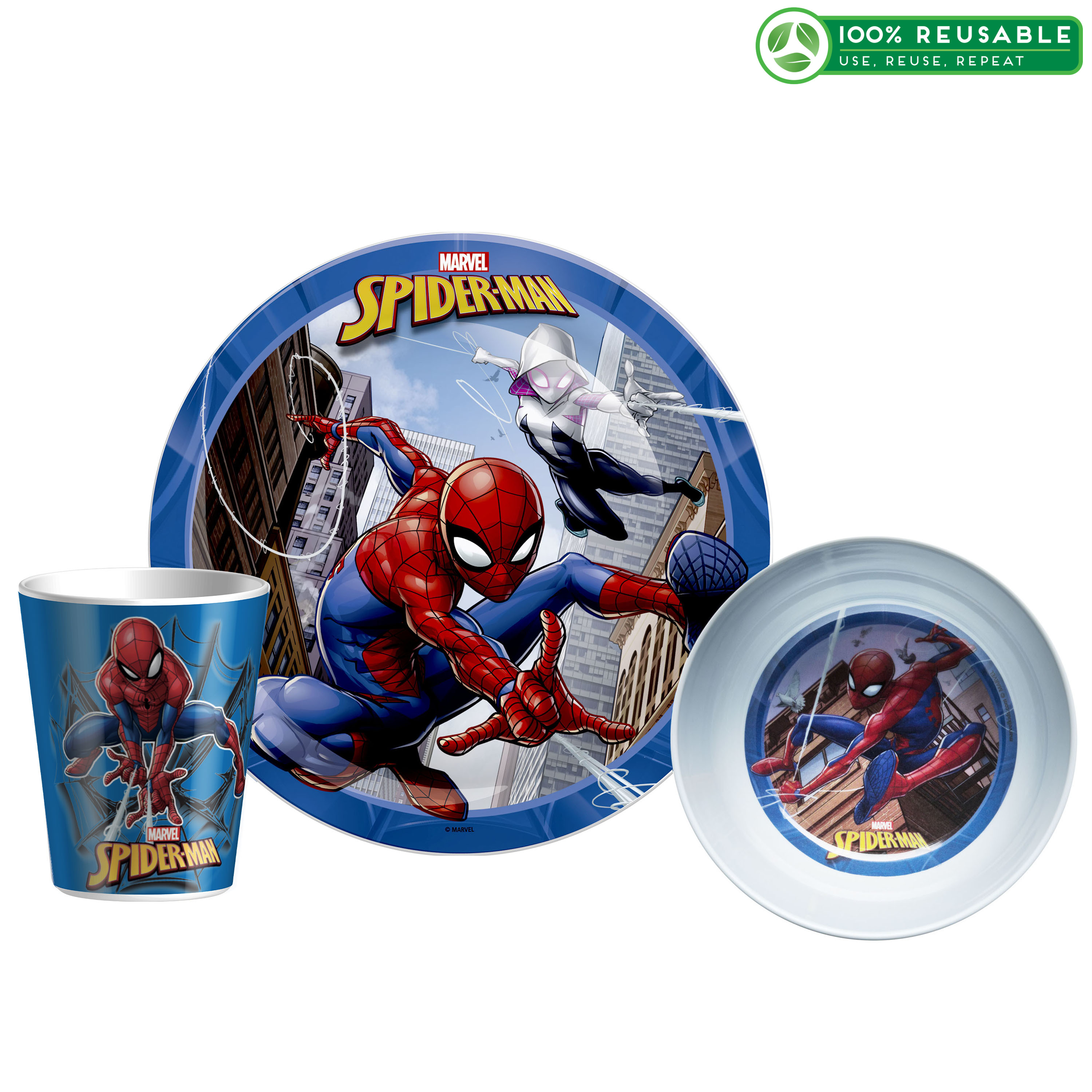 Marvel Kid’s Dinnerware Set, Spider-Man, 3-piece set slideshow image 1 Marvel Kid’s Dinnerware Set, Spider-Man, 3-piece set slideshow image 1