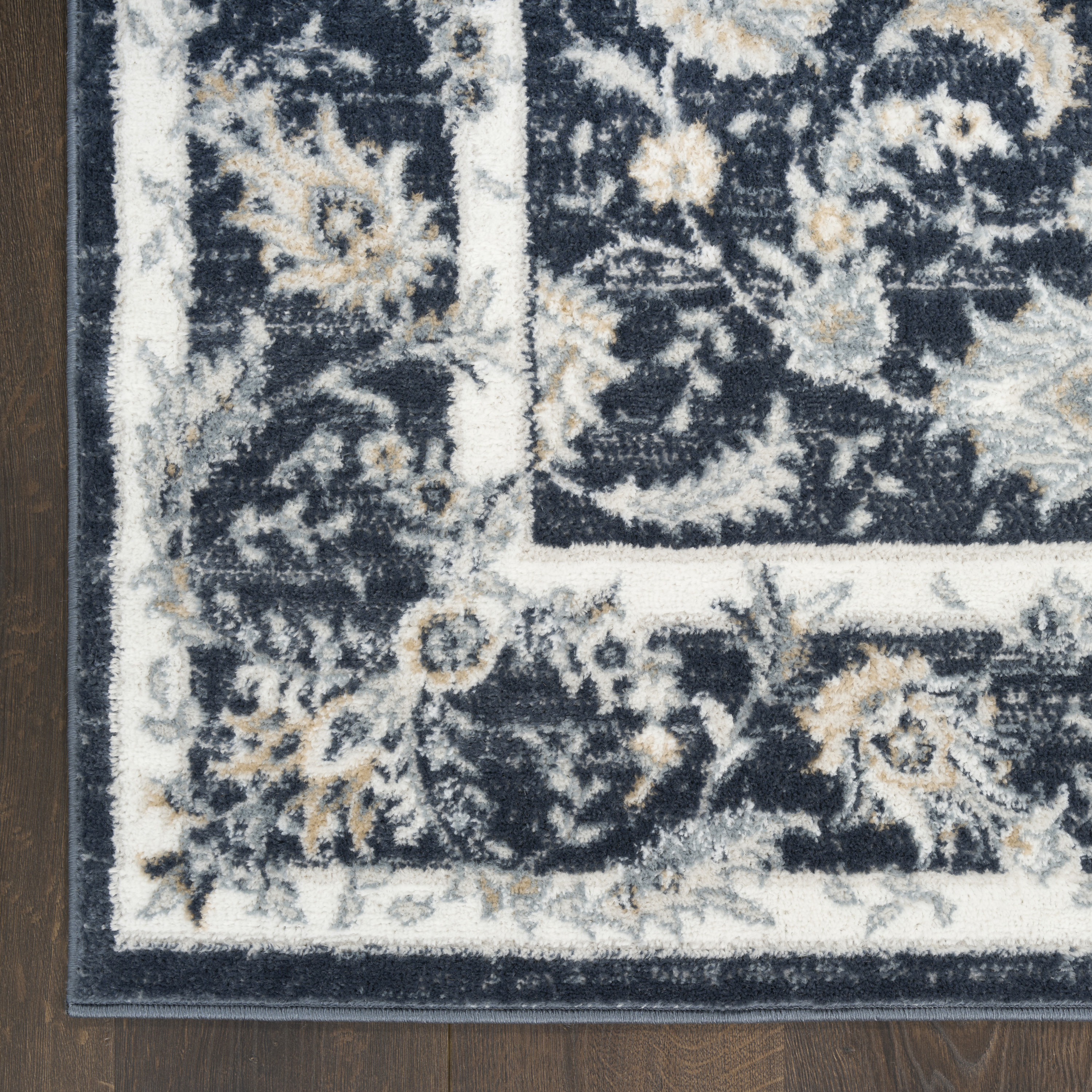 Nourison Dekor 2' x 4' Slate/Ivory Vintage Indoor Rug