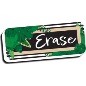Magnetic Whiteboard Eraser, Boho Style Leaves with Border, 2" x 5"