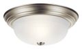 Two Light Flush Mount Incandescent Steel A19 Lamp 60W 110/120V Brushed Nickel 5.25 H x 13.25 W in.