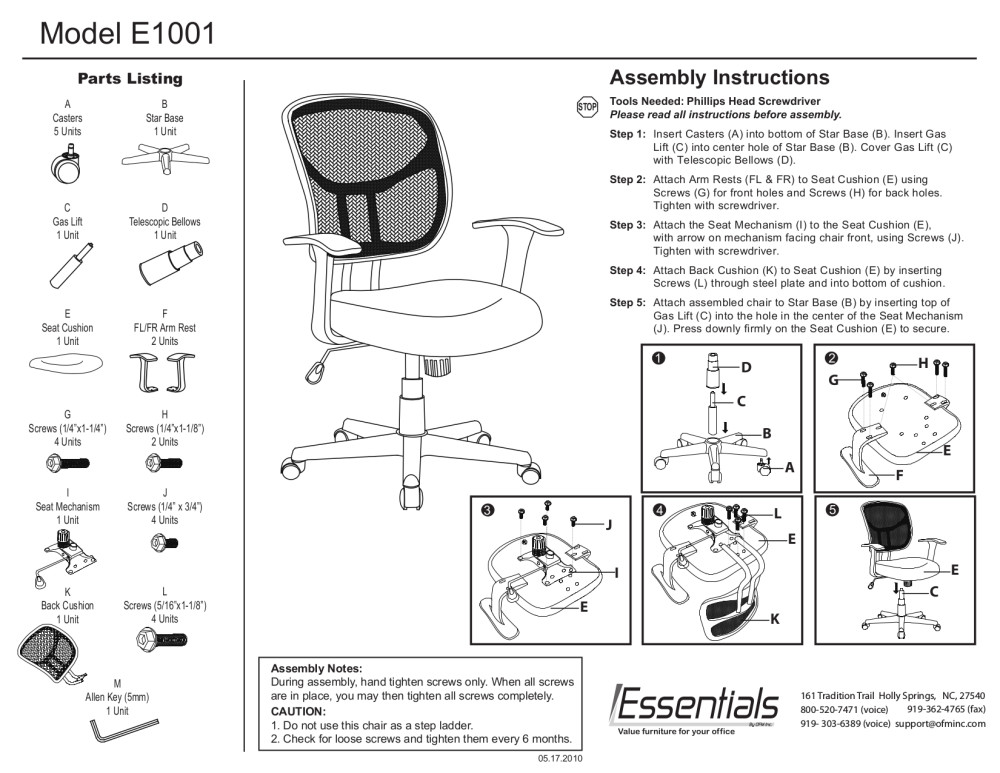 OFM Essentials Collection Computer and Task Chair, in Black (E1001