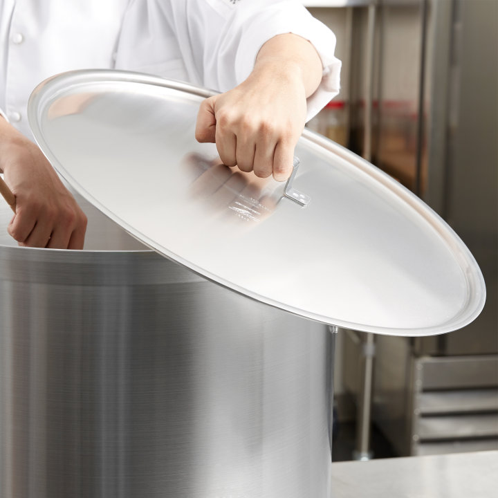 20 3/16-inch Wear-Ever® domed aluminum cover with satin finish and dipped handle