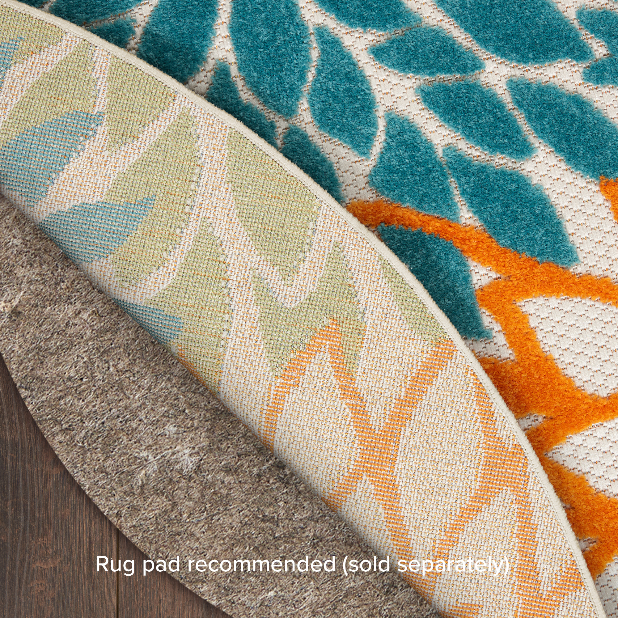 Nourison Aloha 7'10" x Round Turquoise Multicolor Tropical Rug
