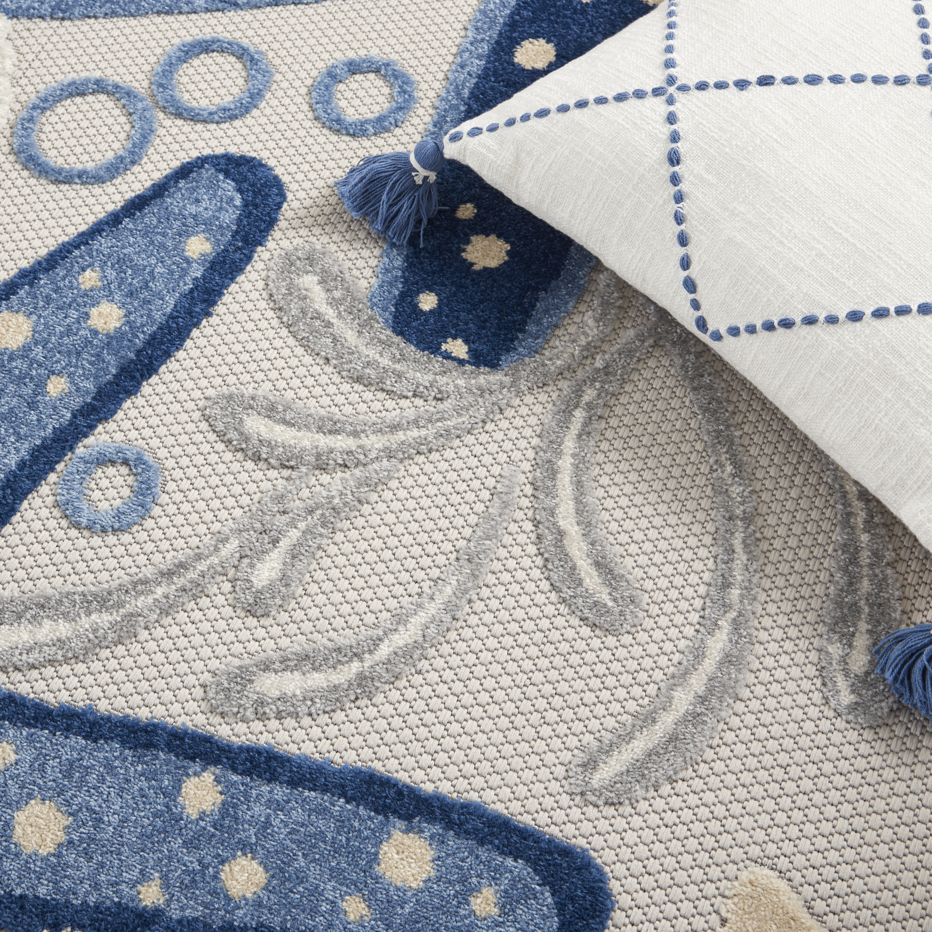 Nourison Aloha 5'3" x 7'5" Blue Grey Coastal, Nautical & Beach Rug