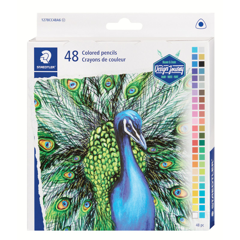 Triangular colored pencils, 48 colors