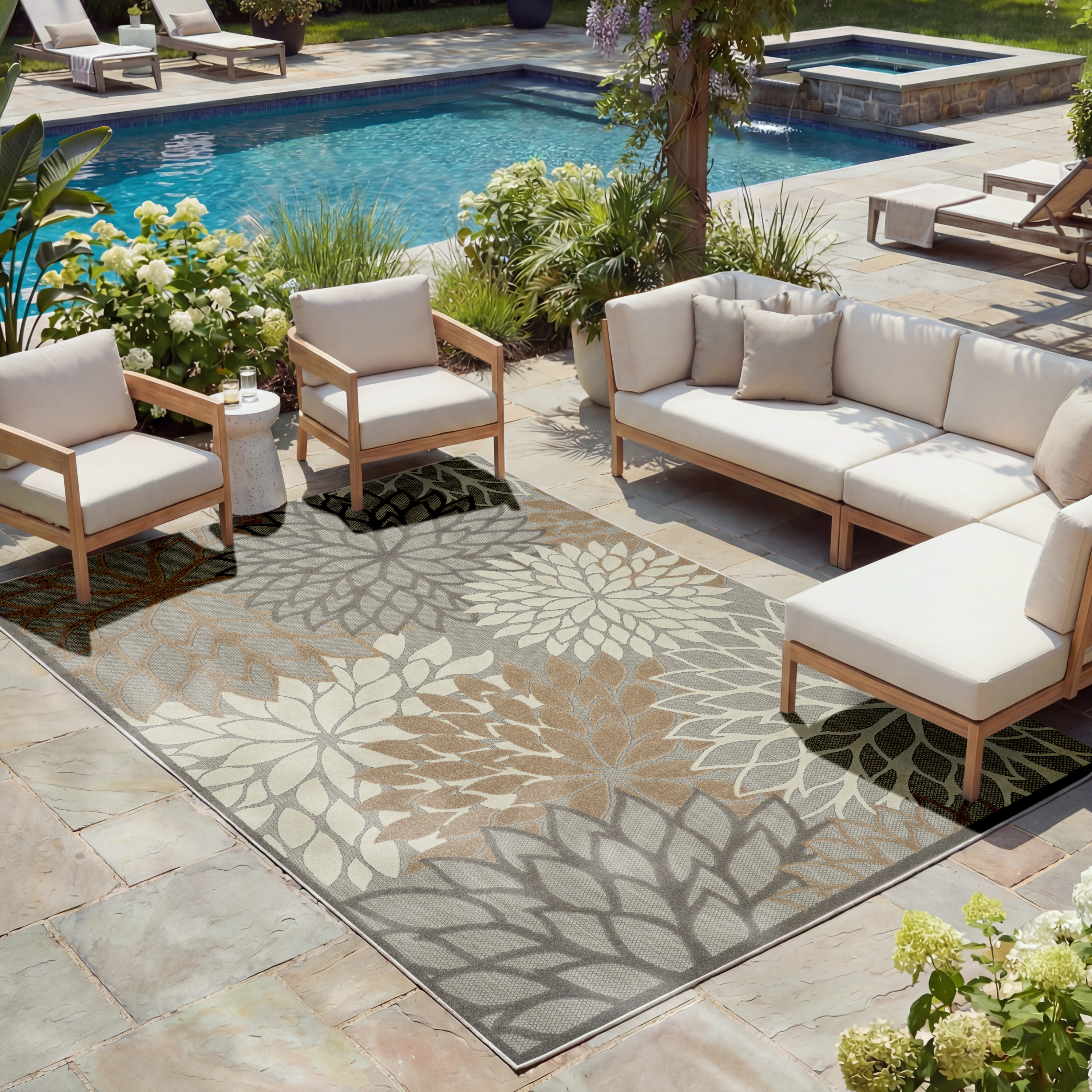 Nourison Aloha 7'10" x 10'6" Natural Tropical Rug