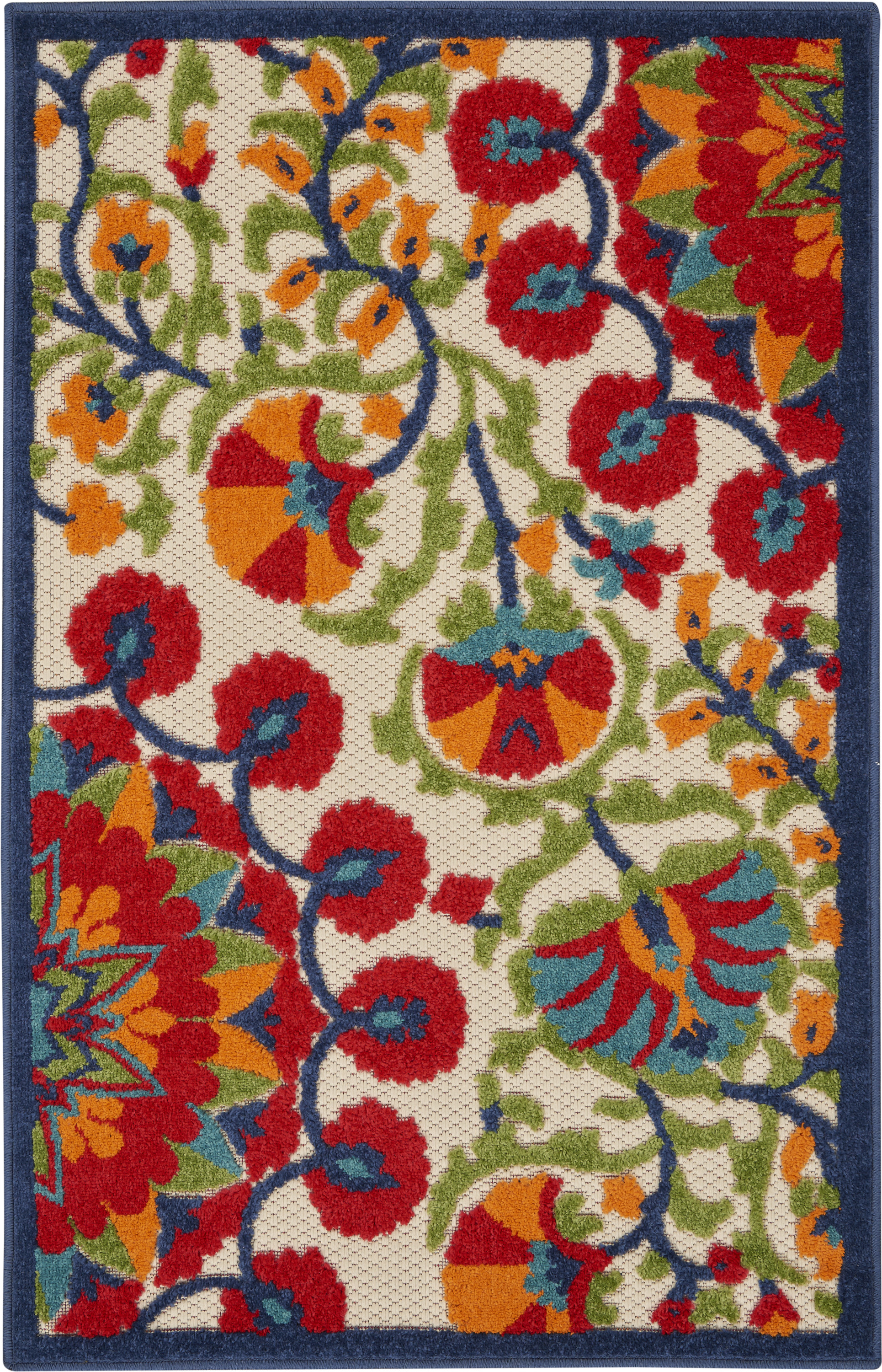 Nourison Aloha 2'8" x 4' Red Multicolor Transitional Rug