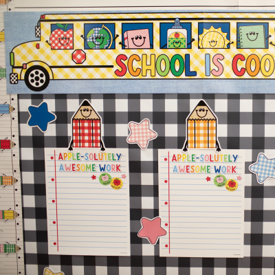Fadeless Schoolgirl Style Bulletin Board Paper, 47.25" x 25', Black Gingham, 1 Roll example 2